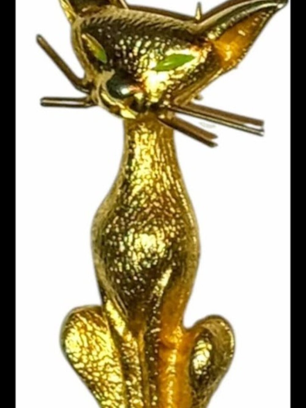 Vintage Siamese Cat Brooch Gold Tone Faux Pearl Pin